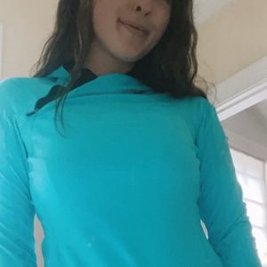 Blue LULU pull over with quarter zip